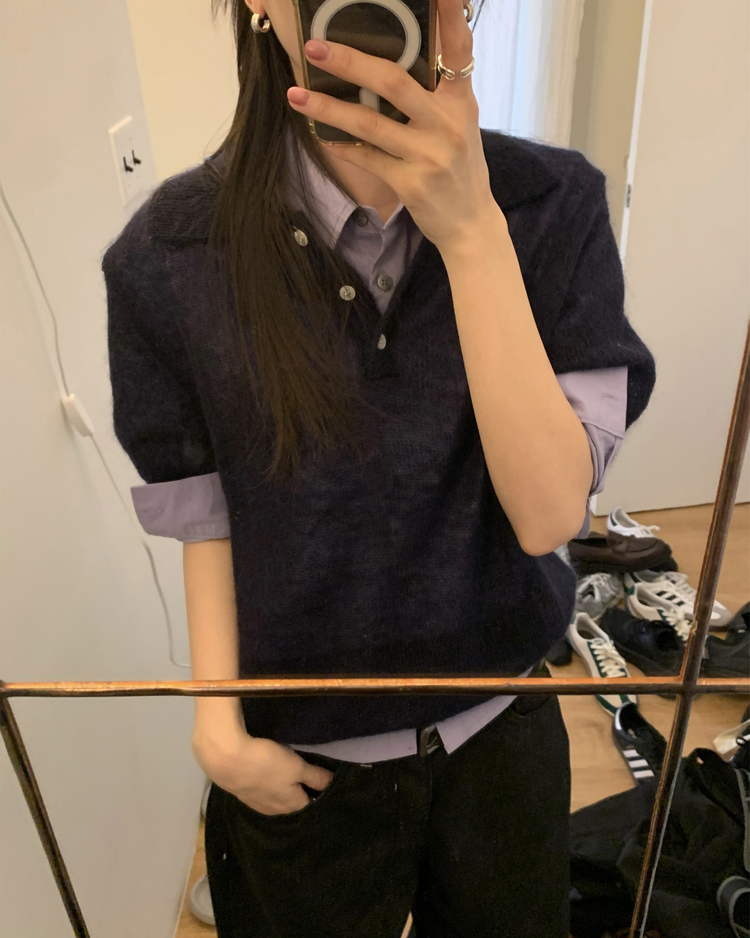 百搭修身七分袖襯衫