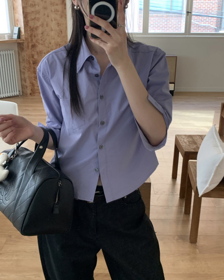 百搭修身七分袖襯衫