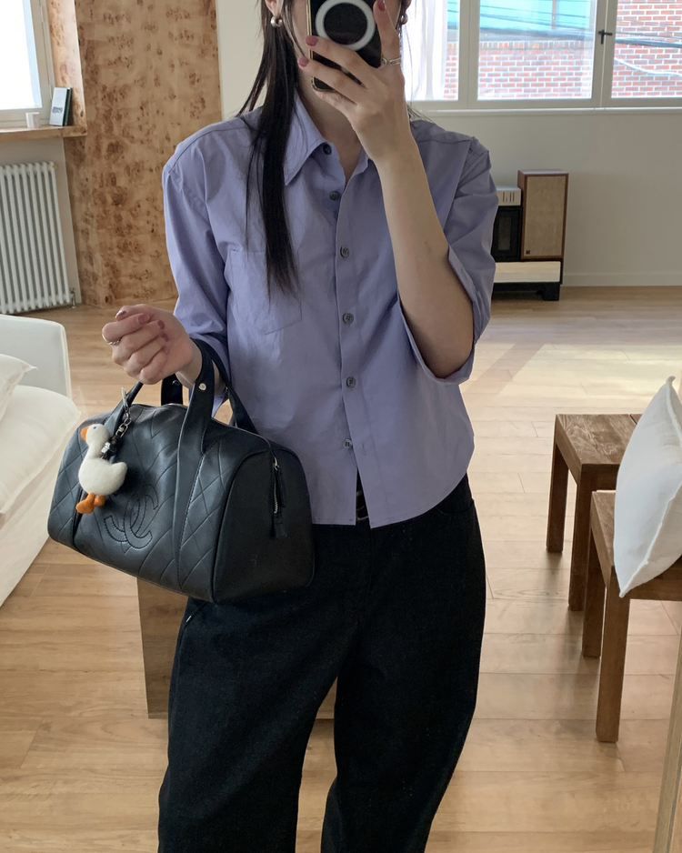 百搭修身七分袖襯衫