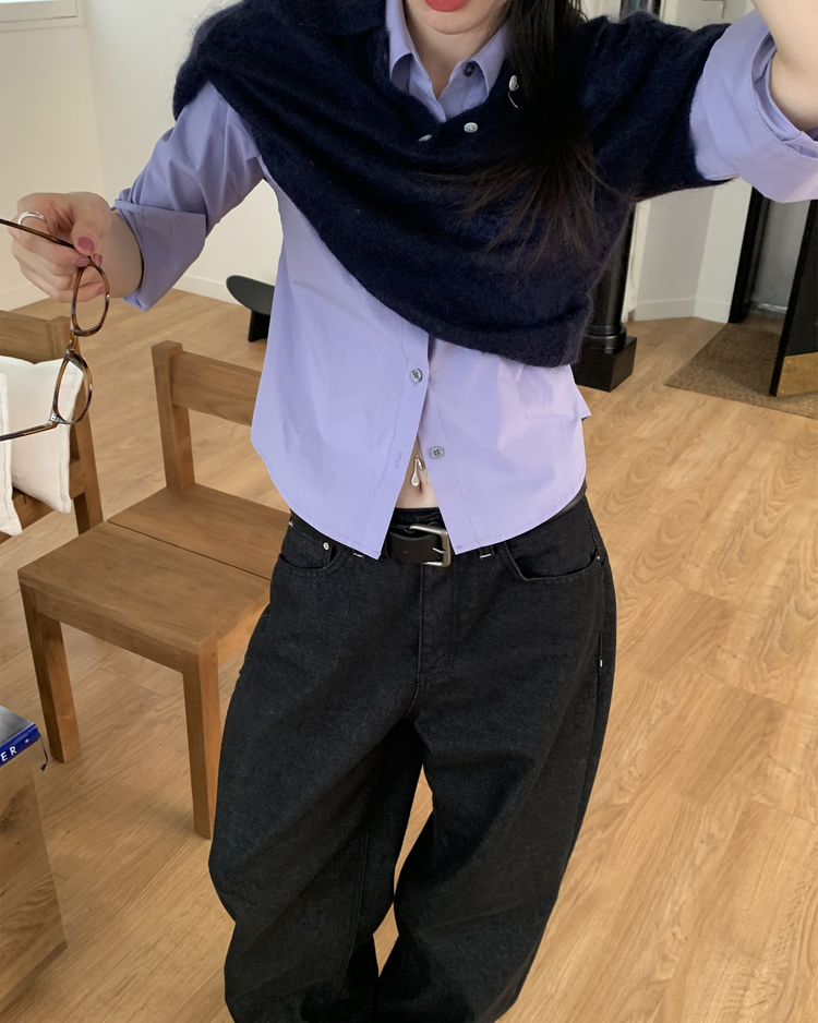 百搭修身七分袖襯衫