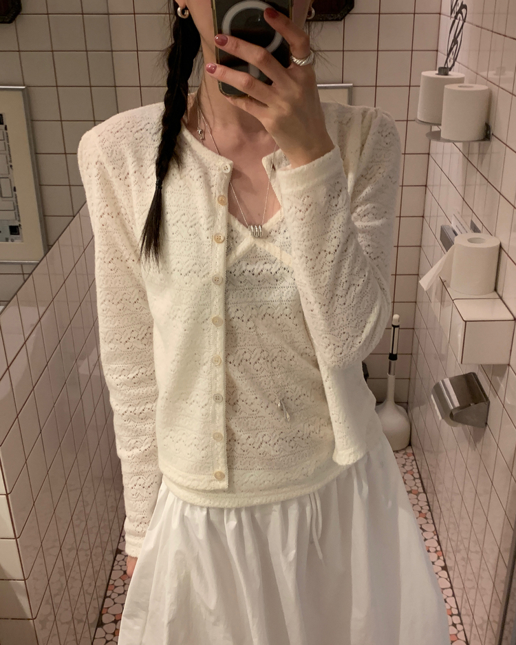 蕾絲縷空花紋細節背心