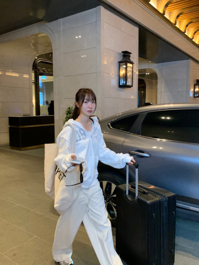 花邊撞色細節休閒直褲