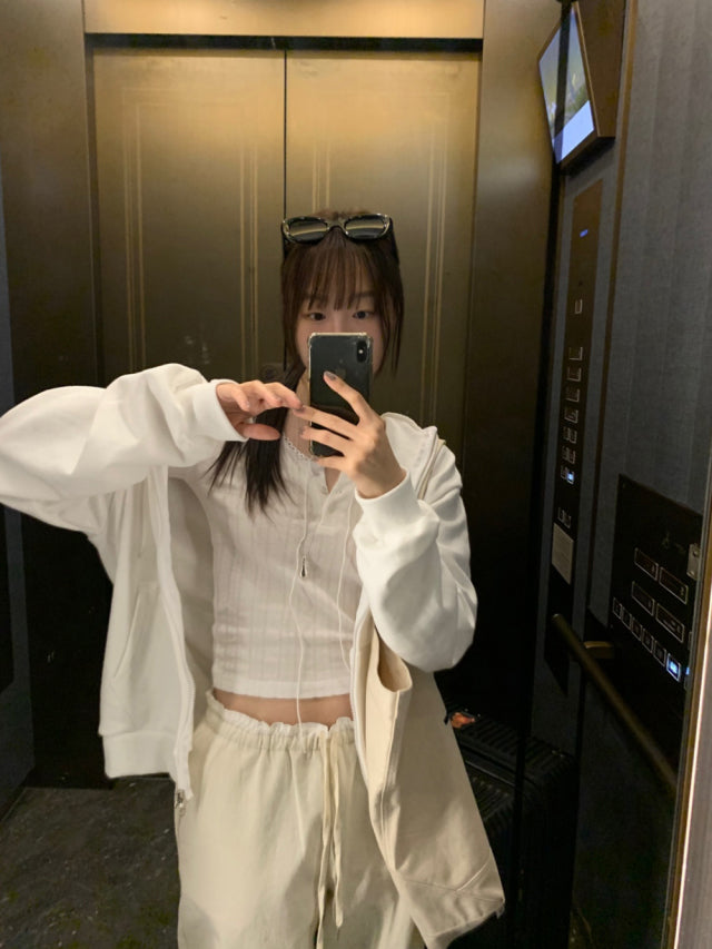 花邊撞色細節休閒直褲