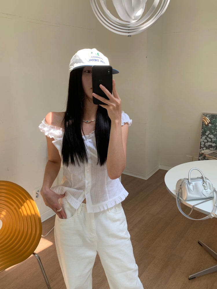 蕾絲細節修腰兩穿上衣