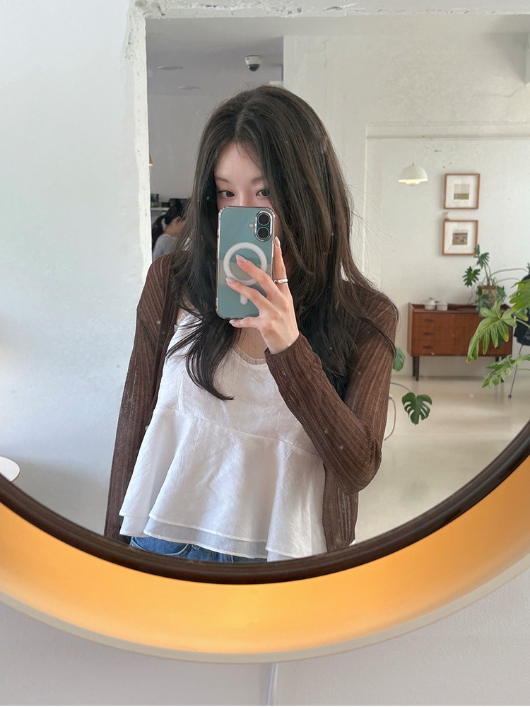透紗感雙層細節背心