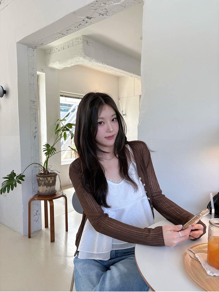透紗感雙層細節背心
