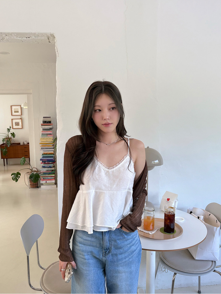 透紗感雙層細節背心