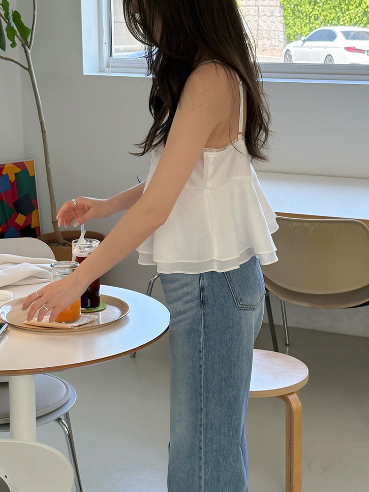 透紗感雙層細節背心