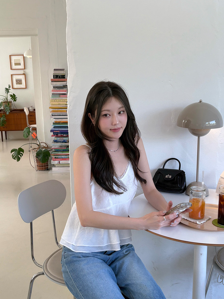 透紗感雙層細節背心