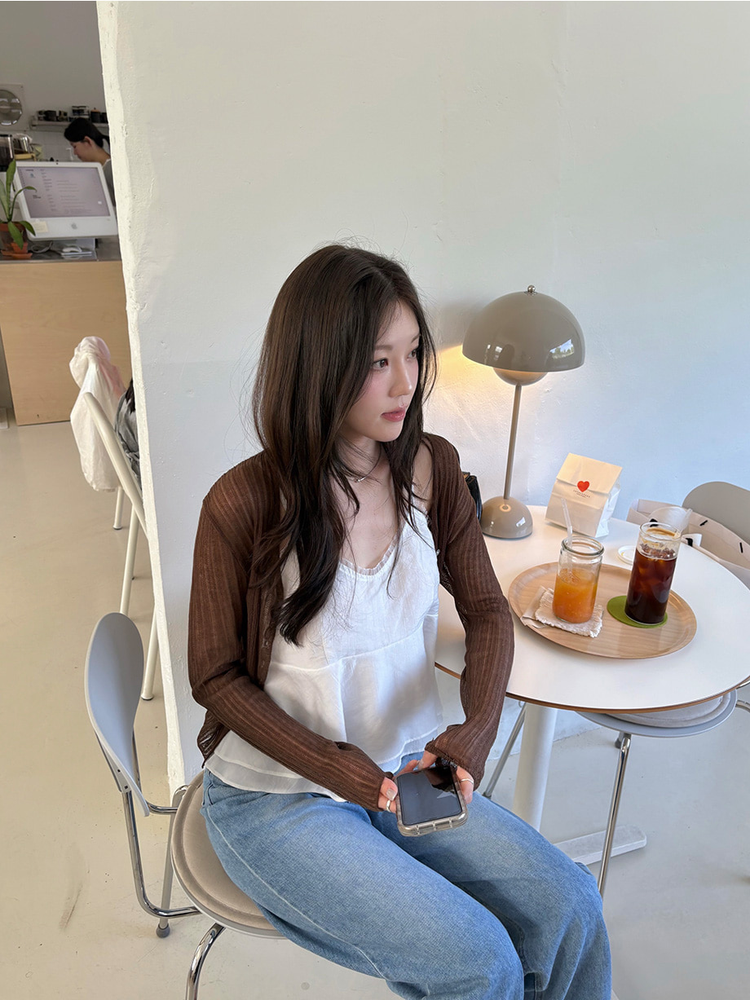 透紗感雙層細節背心