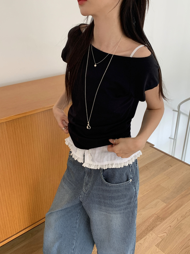 船領兩穿美肩細節上衣