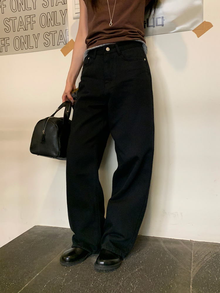 基礎美色垂感細節直褲