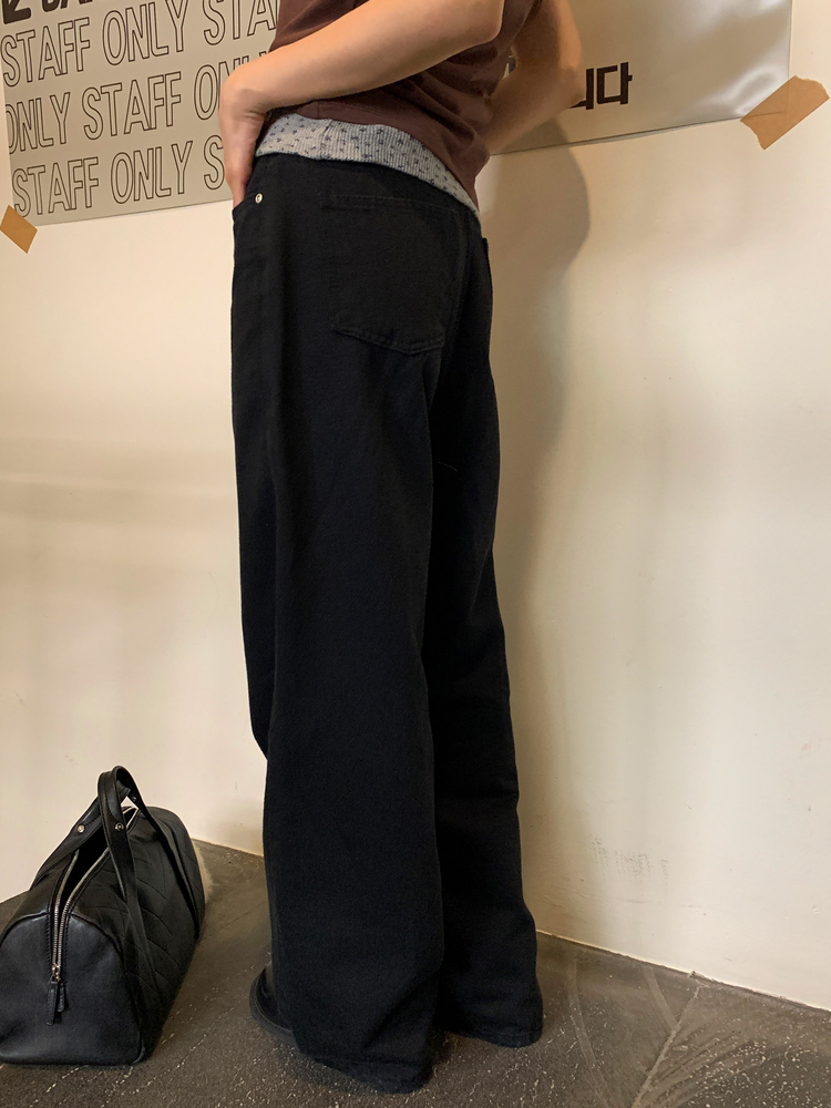 基礎美色垂感細節直褲