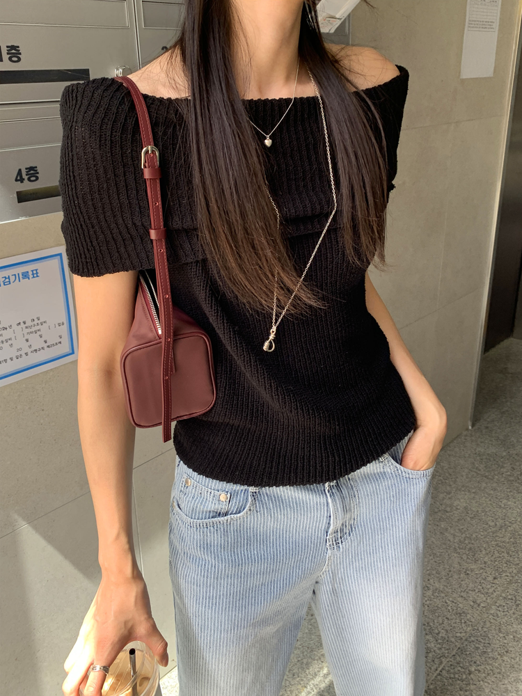 暗條紋細節闊牛仔褲