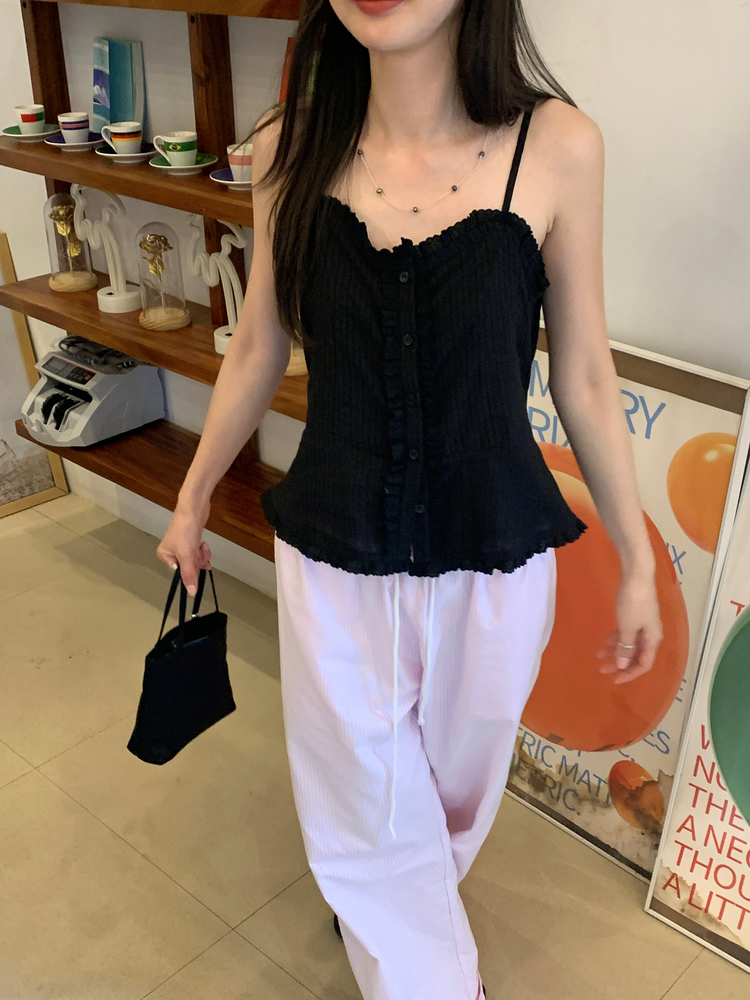休閒感條紋垂帶直褲