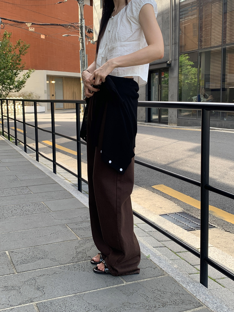 基礎美色垂感細節直褲