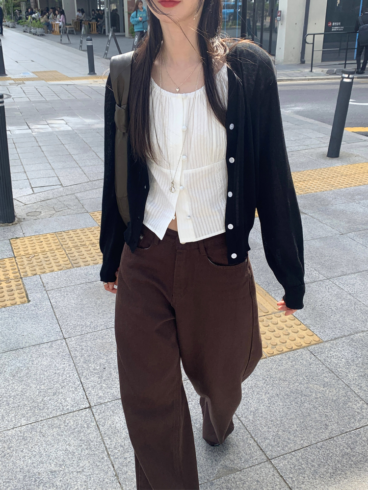 基礎美色垂感細節直褲
