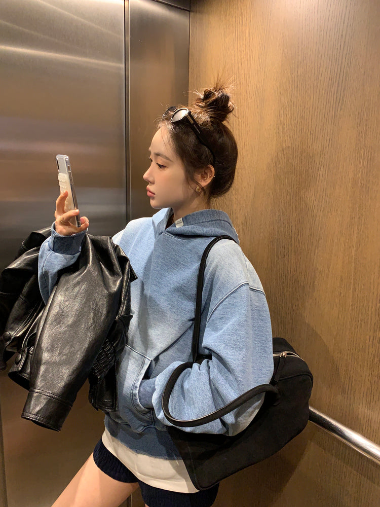 高質洗水牛仔連帽衛衣