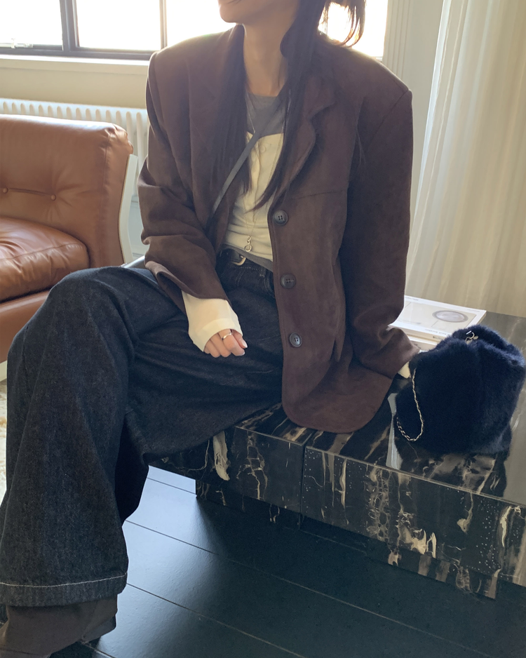 (現)麂皮質感保暖毛毛西外