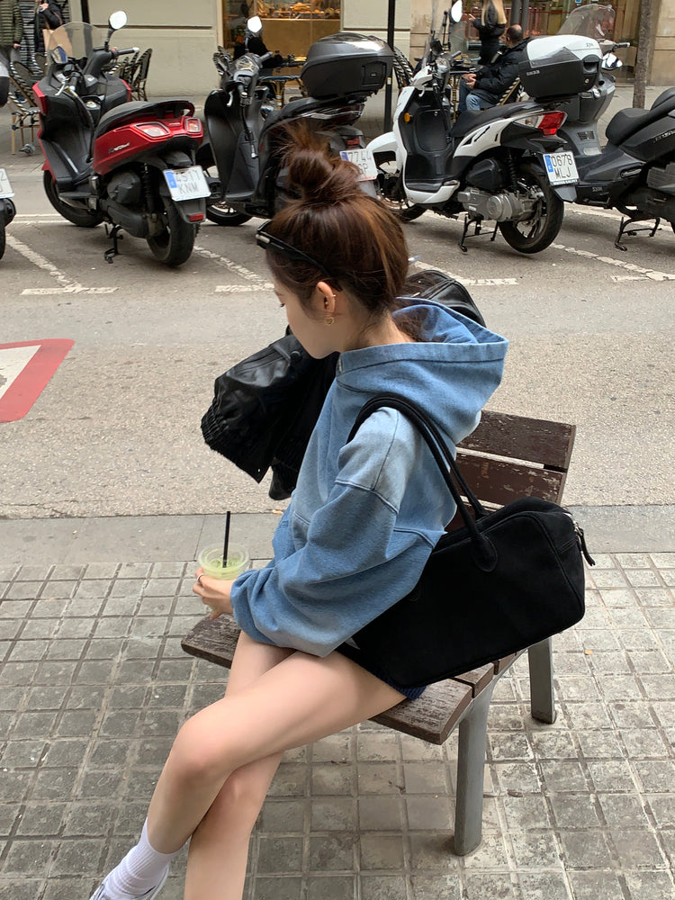 高質洗水牛仔連帽衛衣