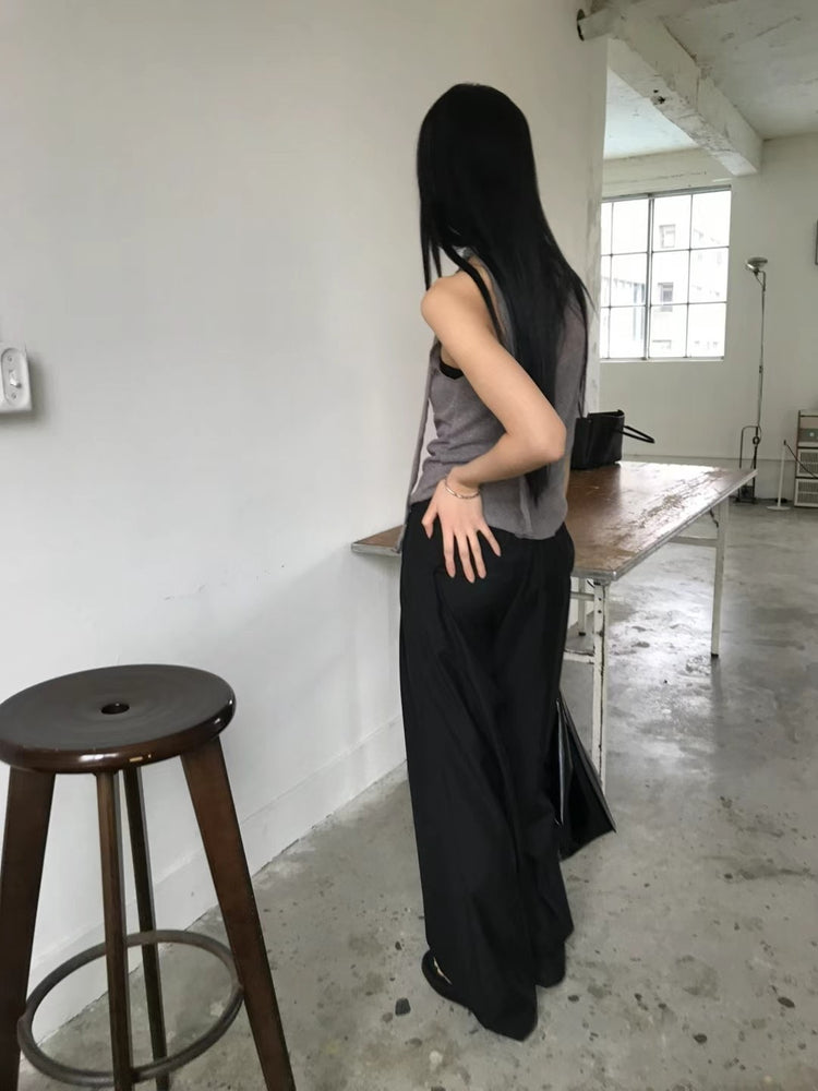 微透美肩綁帶細節背心