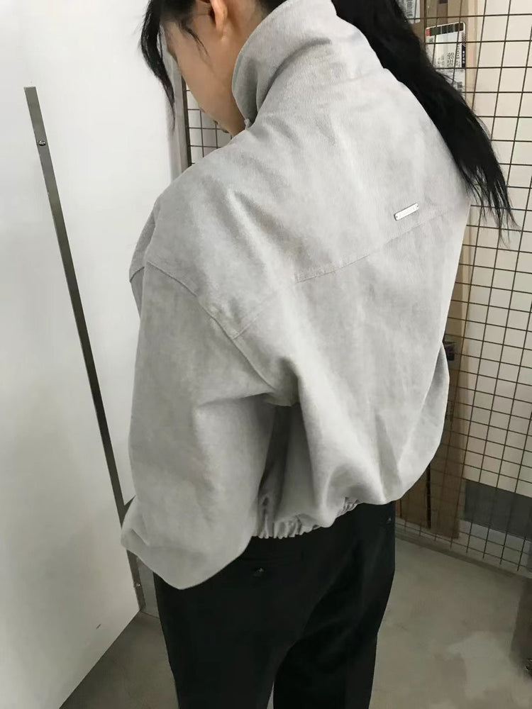 復古洗水做舊銀扣牛仔外套