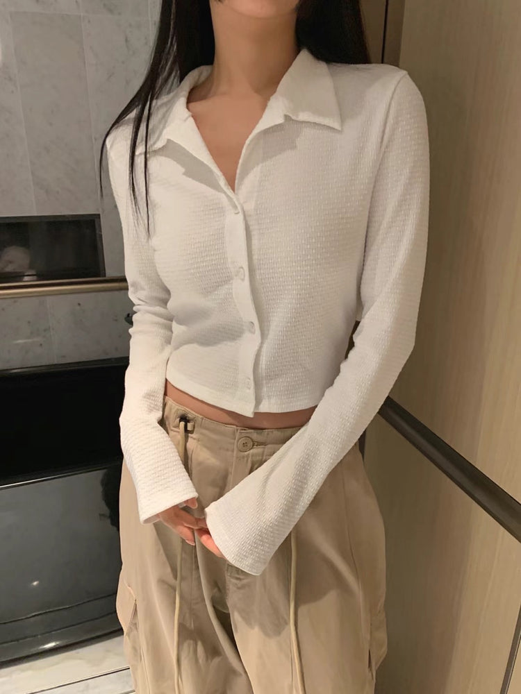 美腰暗紋翻領排鈕上衣