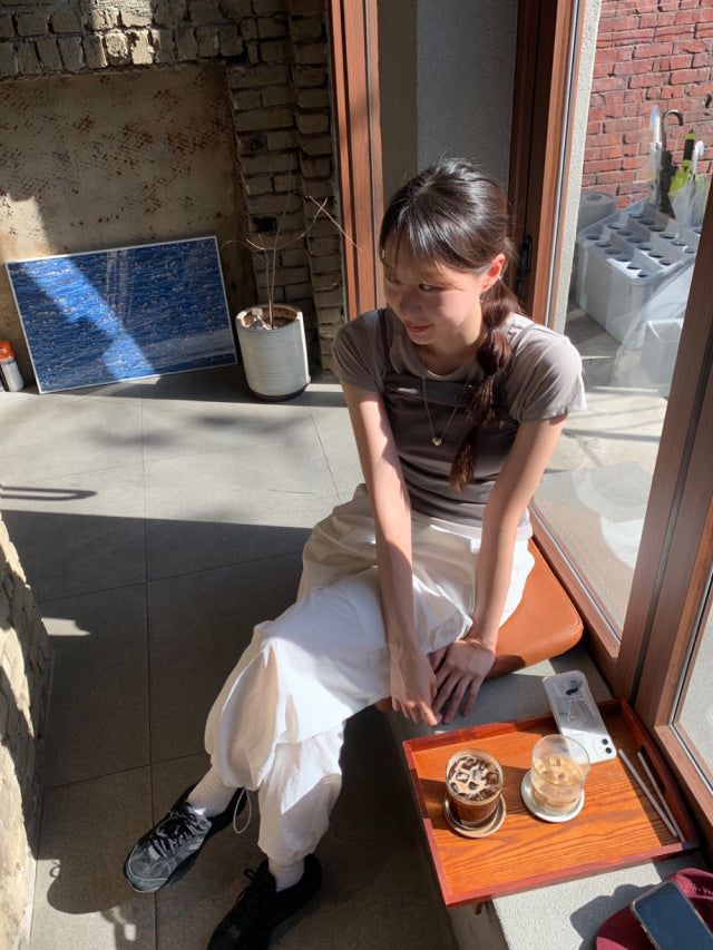 (現)輕薄尼龍基礎工裝褲