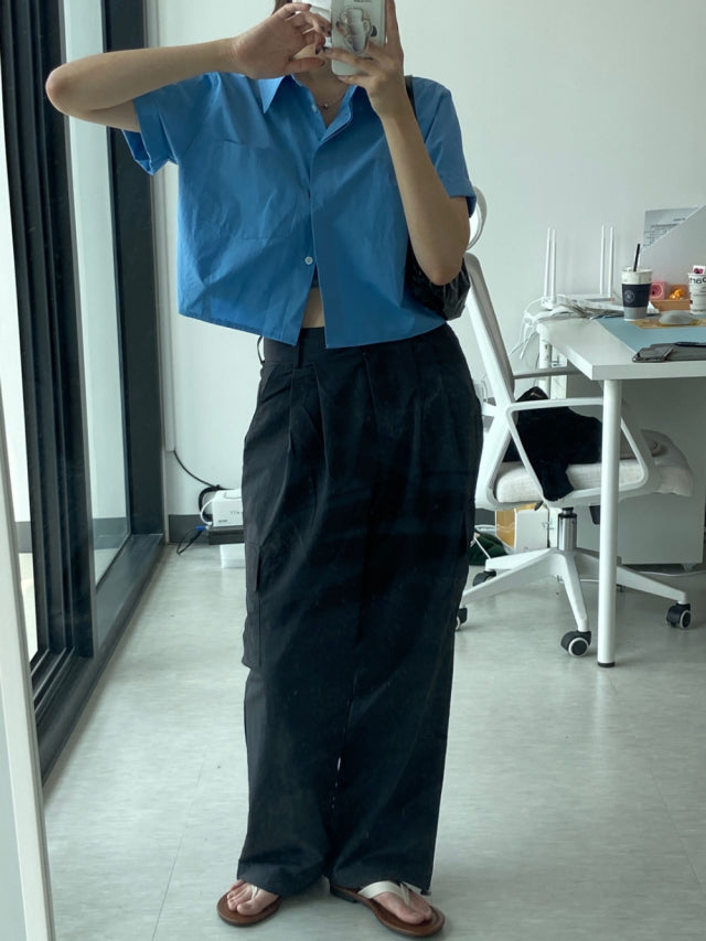 (現)輕薄尼龍基礎工裝褲