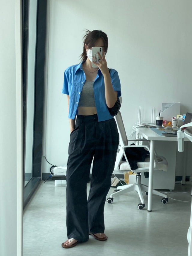 (現)輕薄尼龍基礎工裝褲