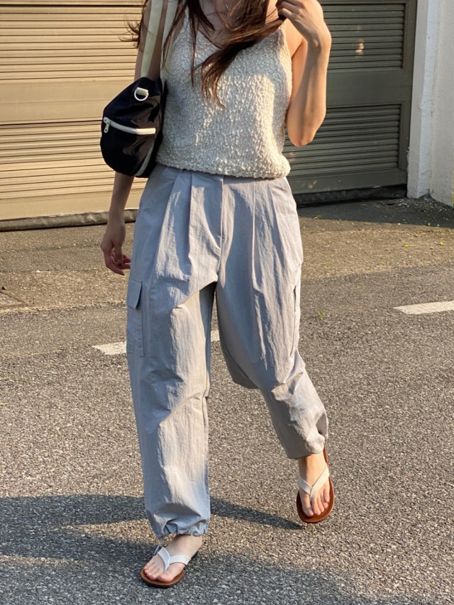 (現)輕薄尼龍基礎工裝褲