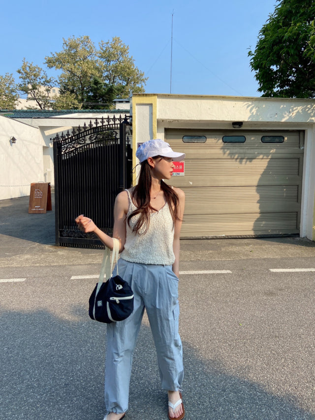 (現)輕薄尼龍基礎工裝褲