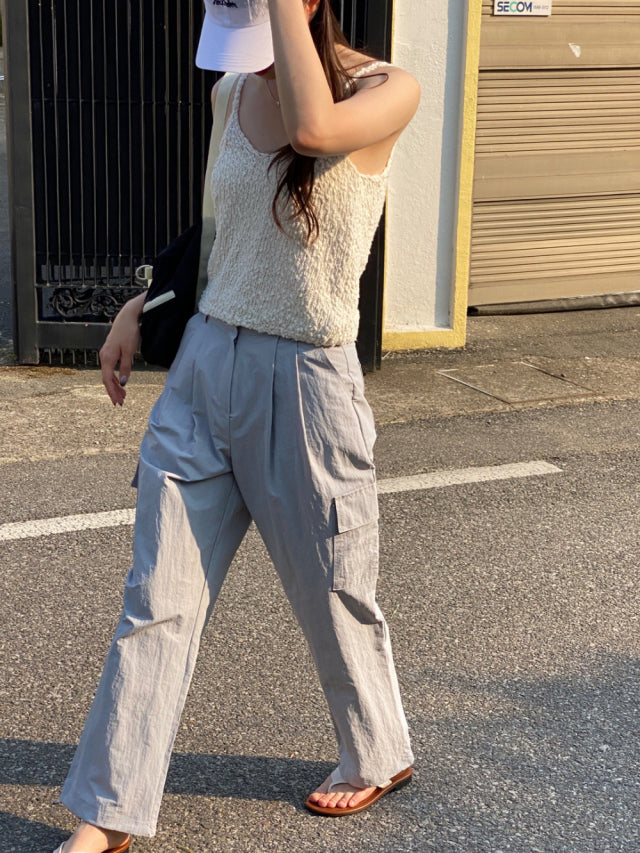 (現)輕薄尼龍基礎工裝褲