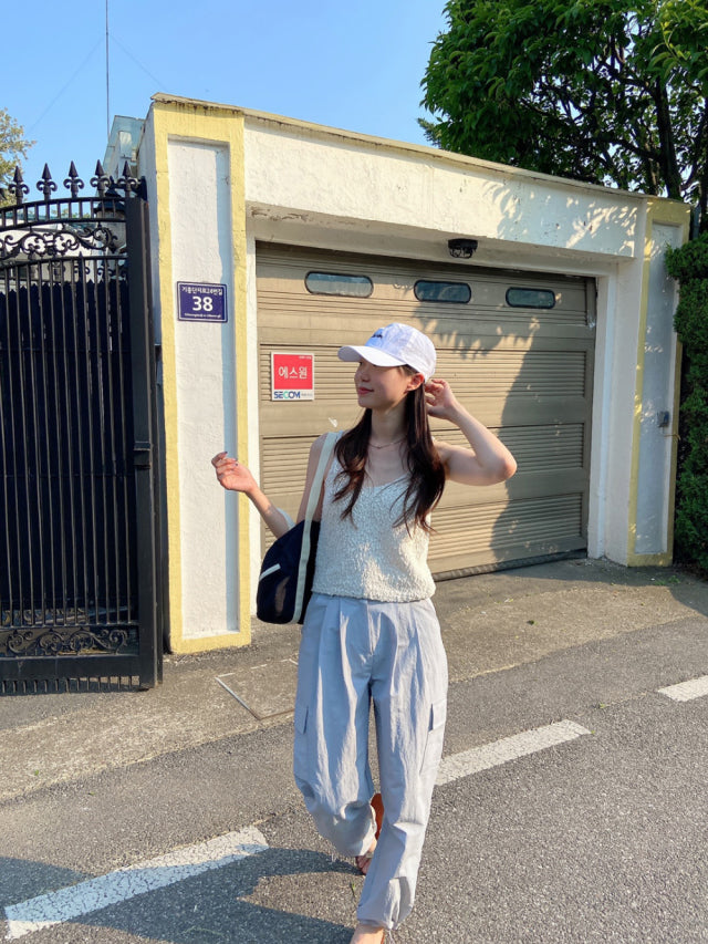 (現)輕薄尼龍基礎工裝褲