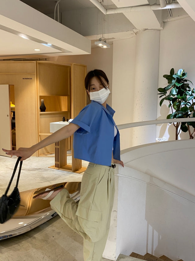 (現)輕薄尼龍基礎工裝褲