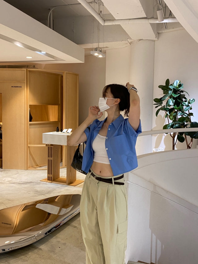 (現)輕薄尼龍基礎工裝褲