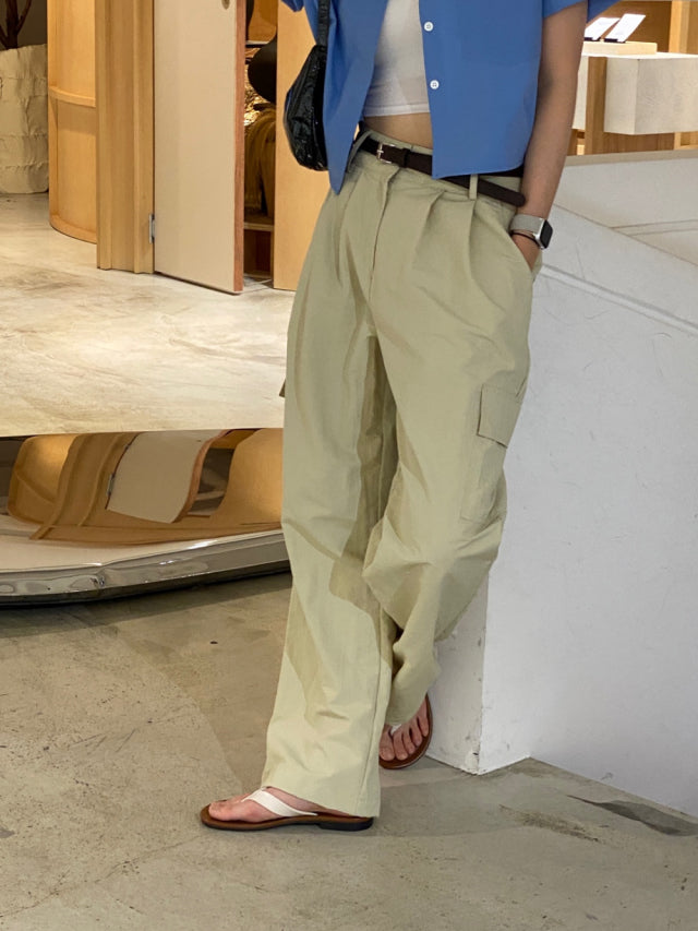 (現)輕薄尼龍基礎工裝褲