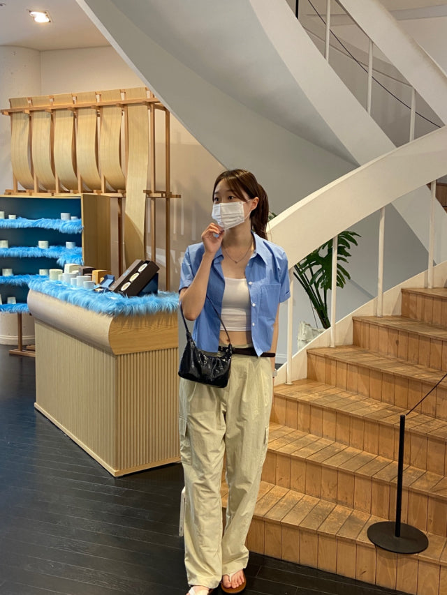 (現)輕薄尼龍基礎工裝褲