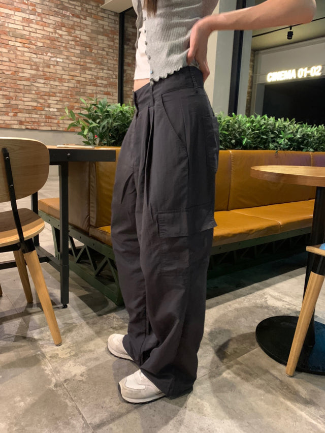 (現)輕薄尼龍基礎工裝褲