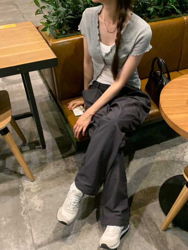 (現)輕薄尼龍基礎工裝褲