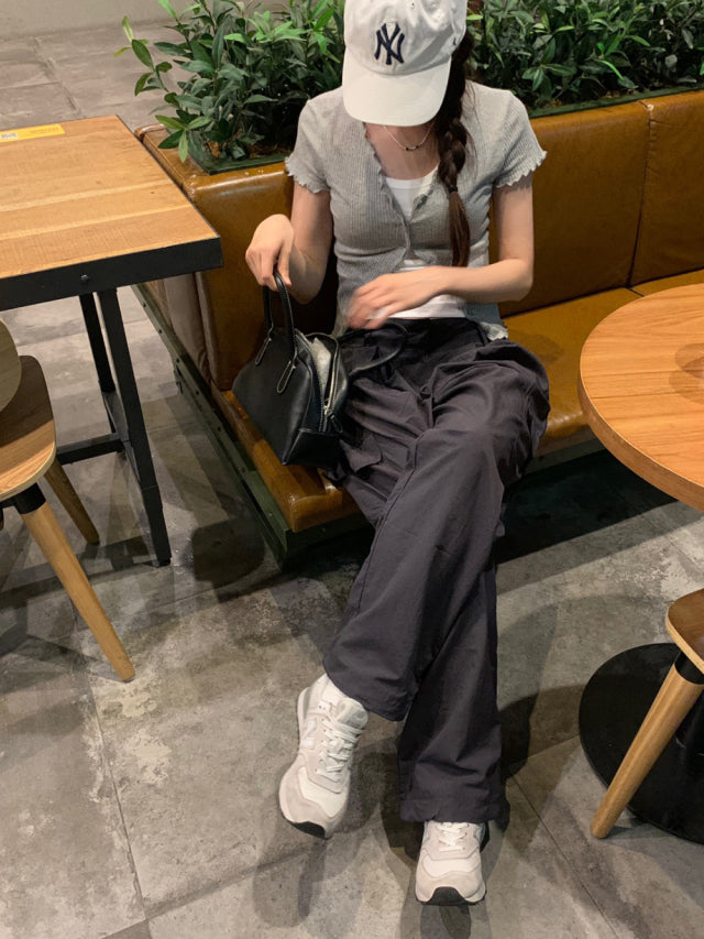 (現)輕薄尼龍基礎工裝褲