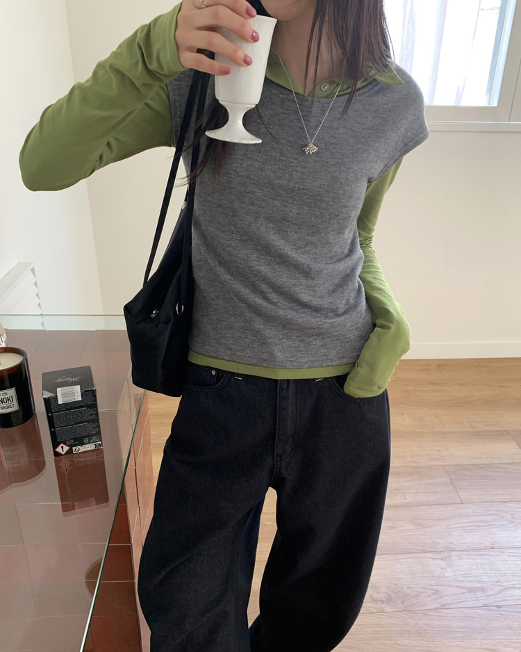 復古明線金屬扣細節牛仔褲