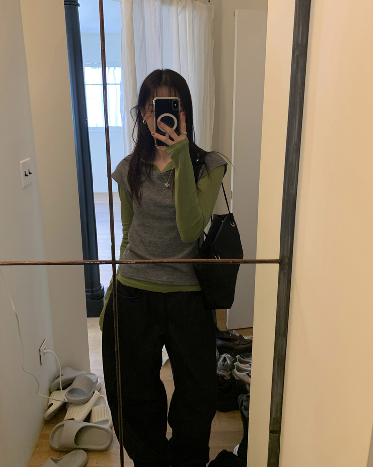 復古明線金屬扣細節牛仔褲