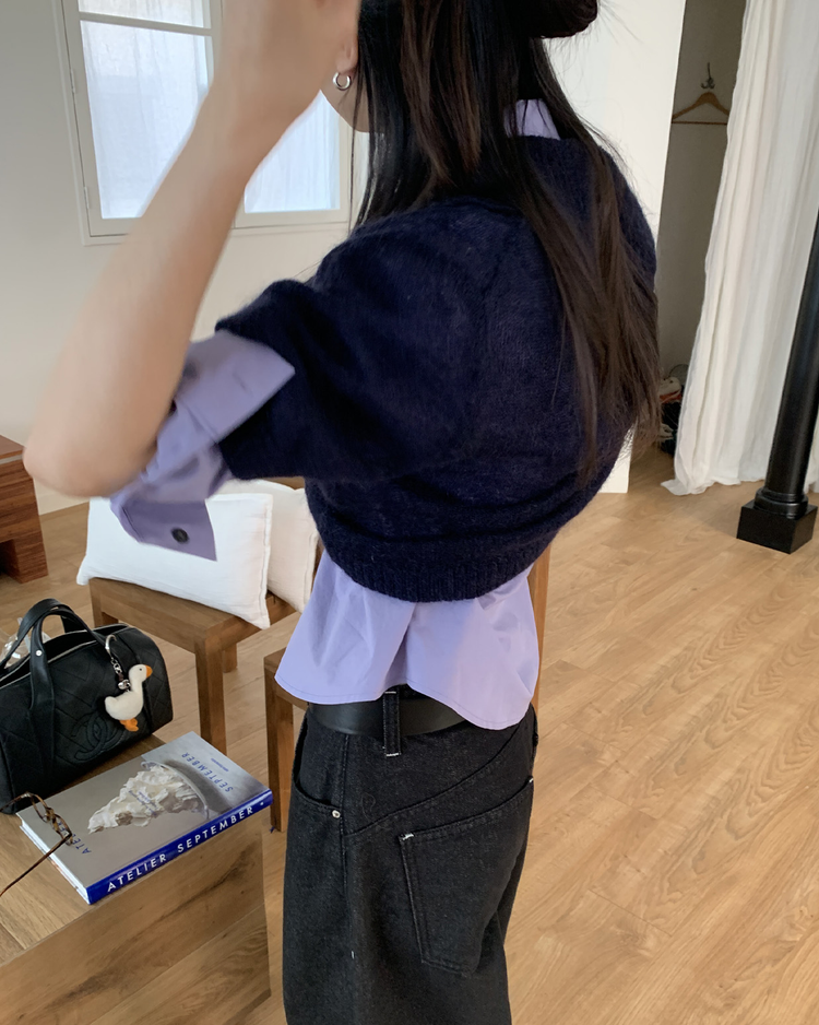 復古明線金屬扣細節牛仔褲
