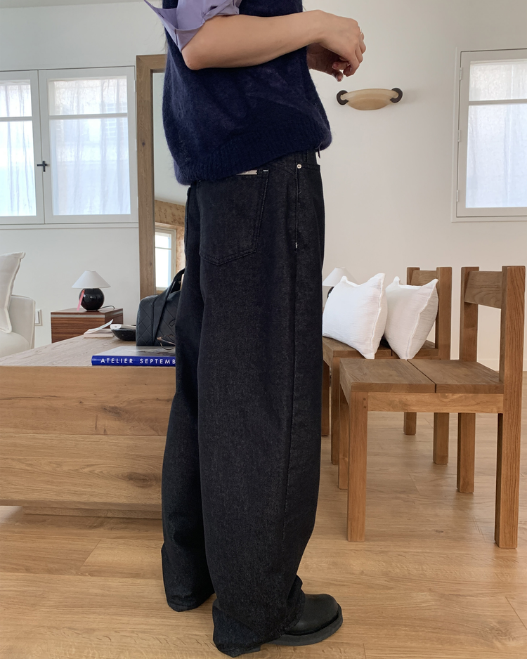 復古明線金屬扣細節牛仔褲