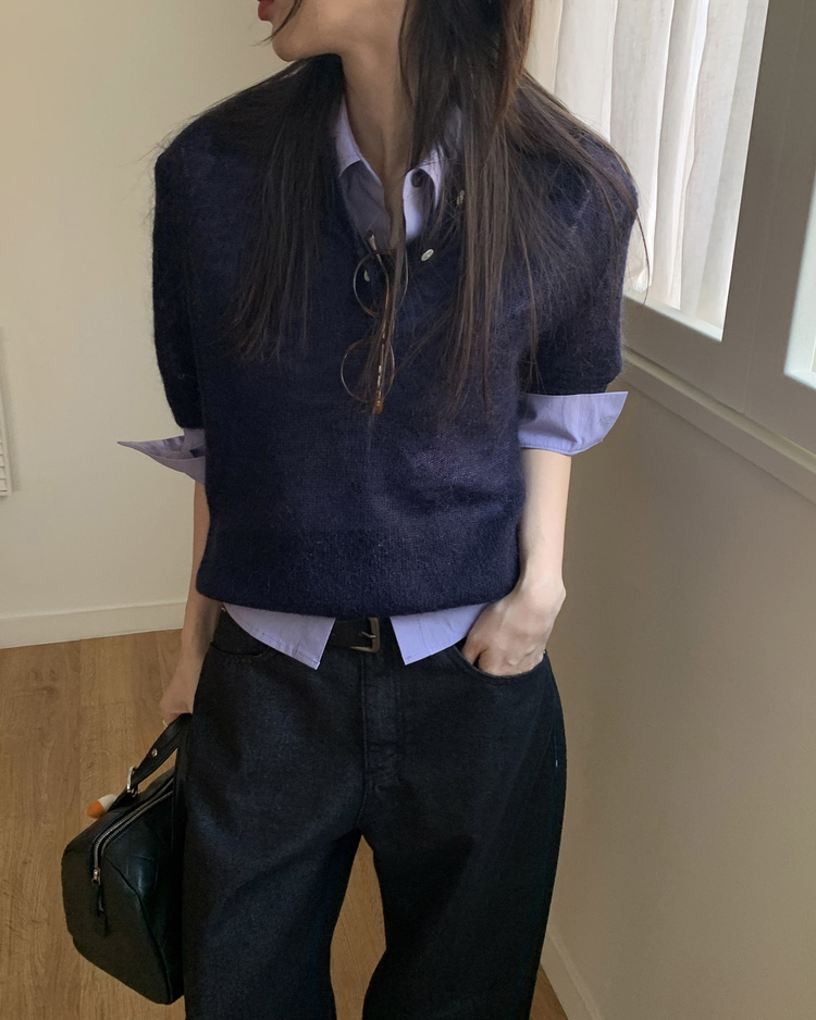 復古明線金屬扣細節牛仔褲