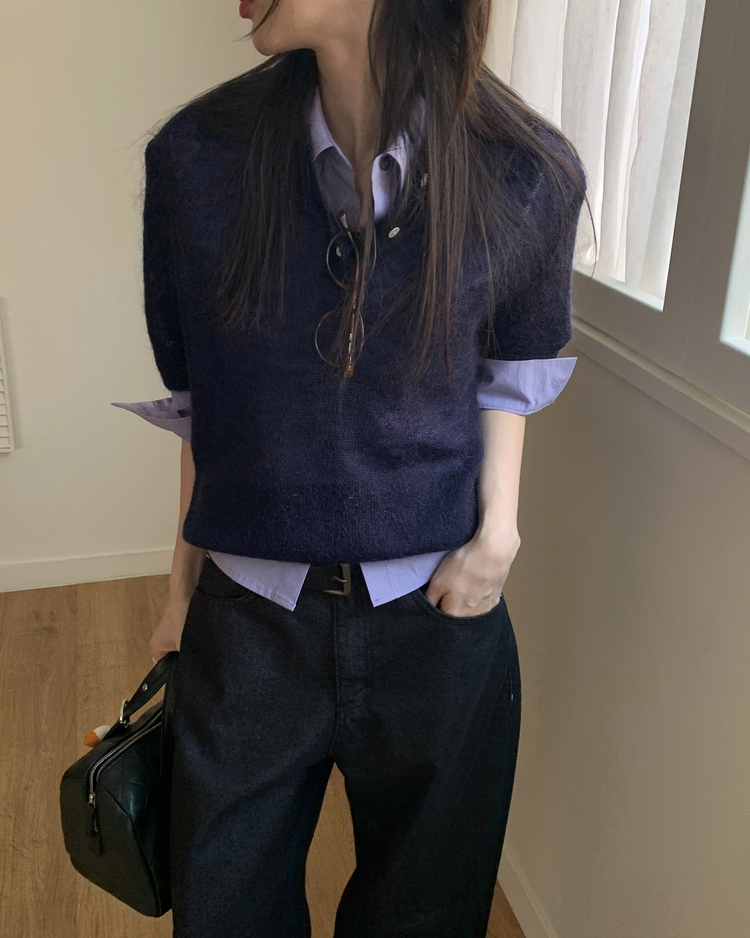 復古明線金屬扣細節牛仔褲