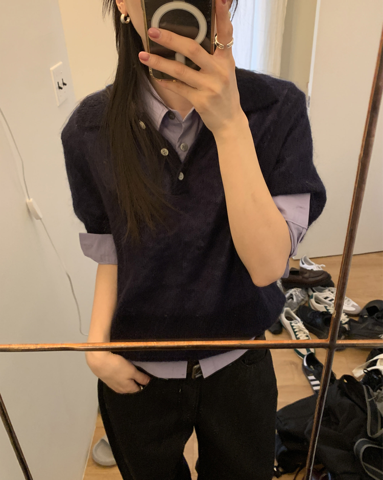 復古明線金屬扣細節牛仔褲