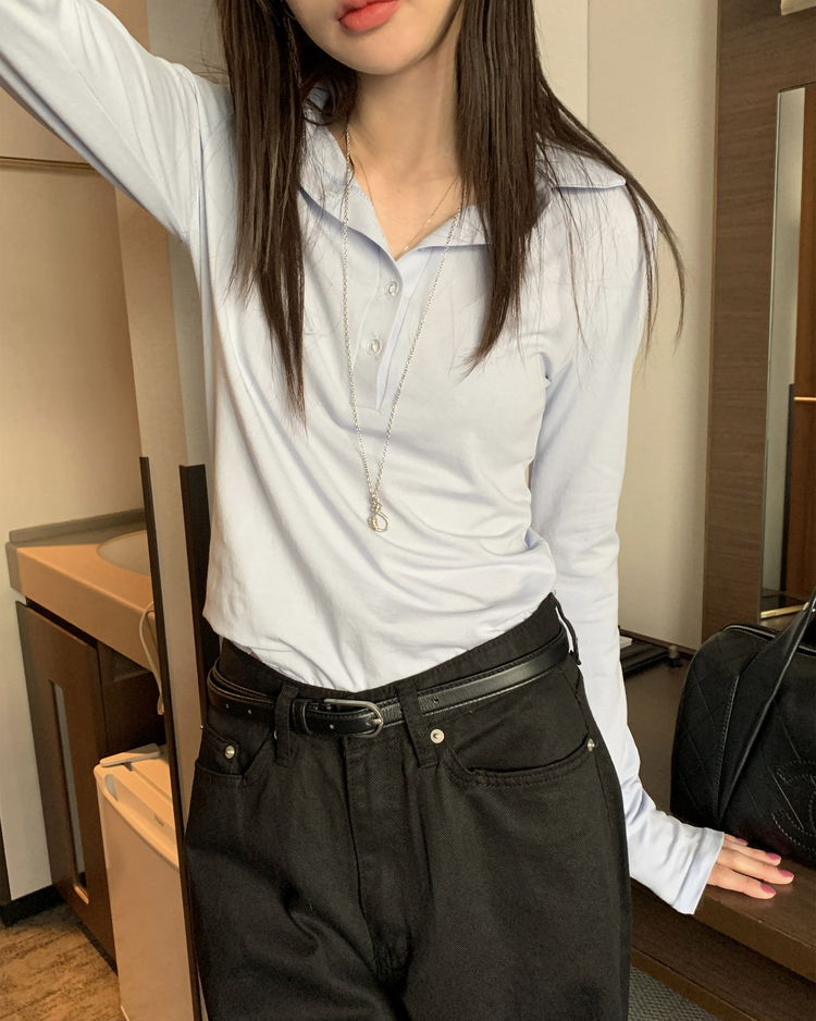 天絲翻領修身上衣