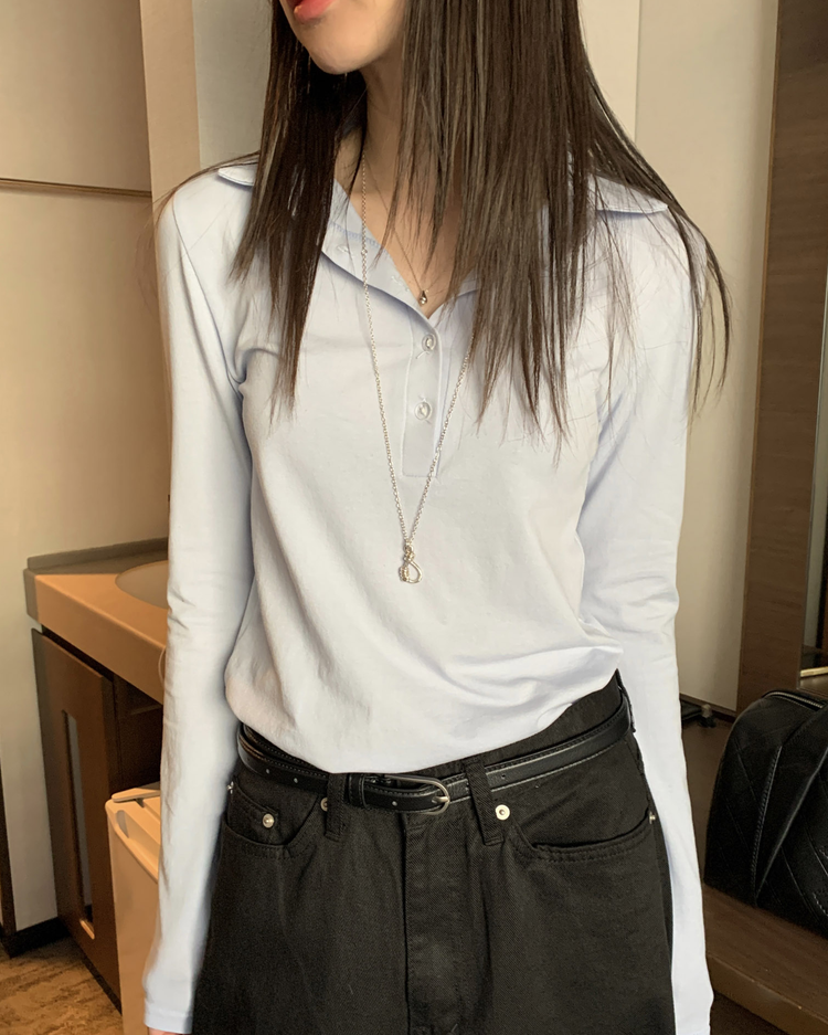 天絲翻領修身上衣